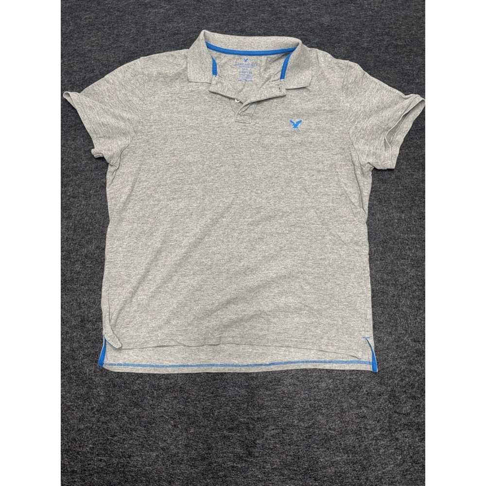 American Eagle Outfitters Polo Shirt Mens 2XL Gray Classic Fit‎ High Low Hem